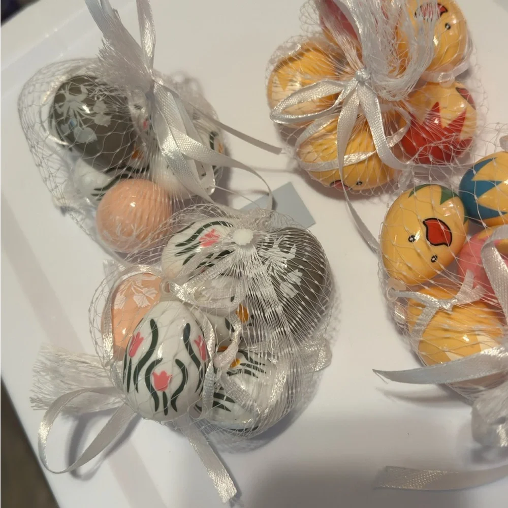 Cute Yellow Chick and Flower Printed Easter Ornaments